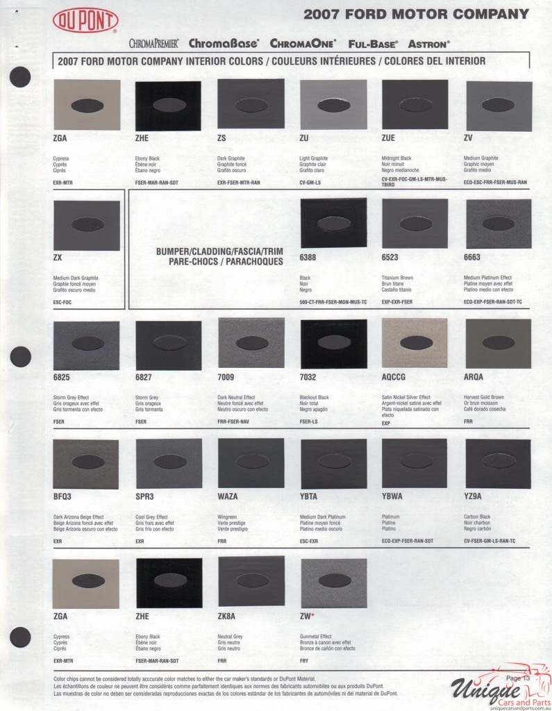 2007 Ford Paint Charts DuPont 5